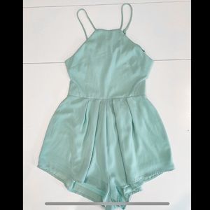 Tobi | halter neck strapped mint sleeveless romper